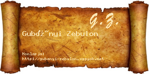 Gubányi Zebulon névjegykártya